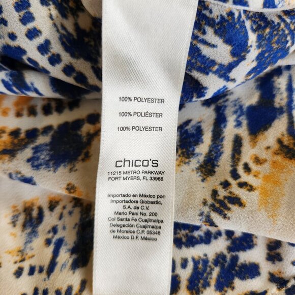 Chico's Size 3/16 Sheer Chiffon Paisley Print Short Sleeve Bat Wing Pullover Top - Picture 14 of 14